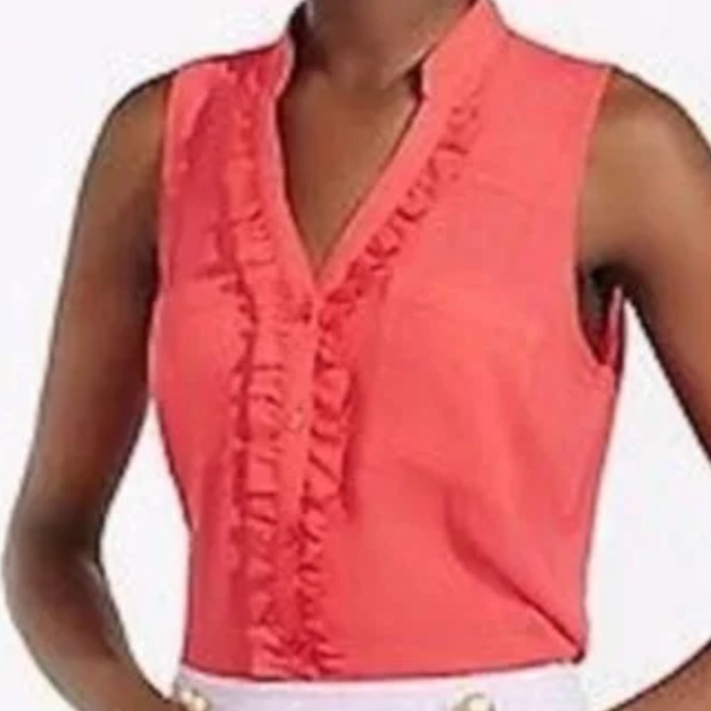 Express Red Orange Ruffle Blouse Top Shirt XSmall
